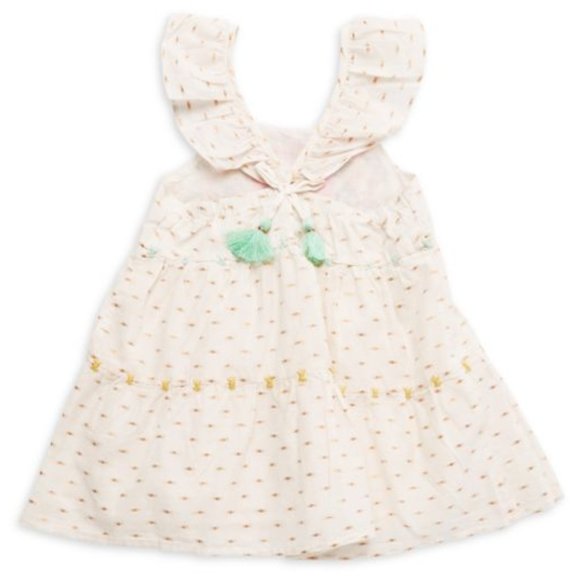 NEW PEEK Baby Embroidered Flutter Strap Tank Flare Tasseled Tiered Ruffle Dress - Picture 3 of 4